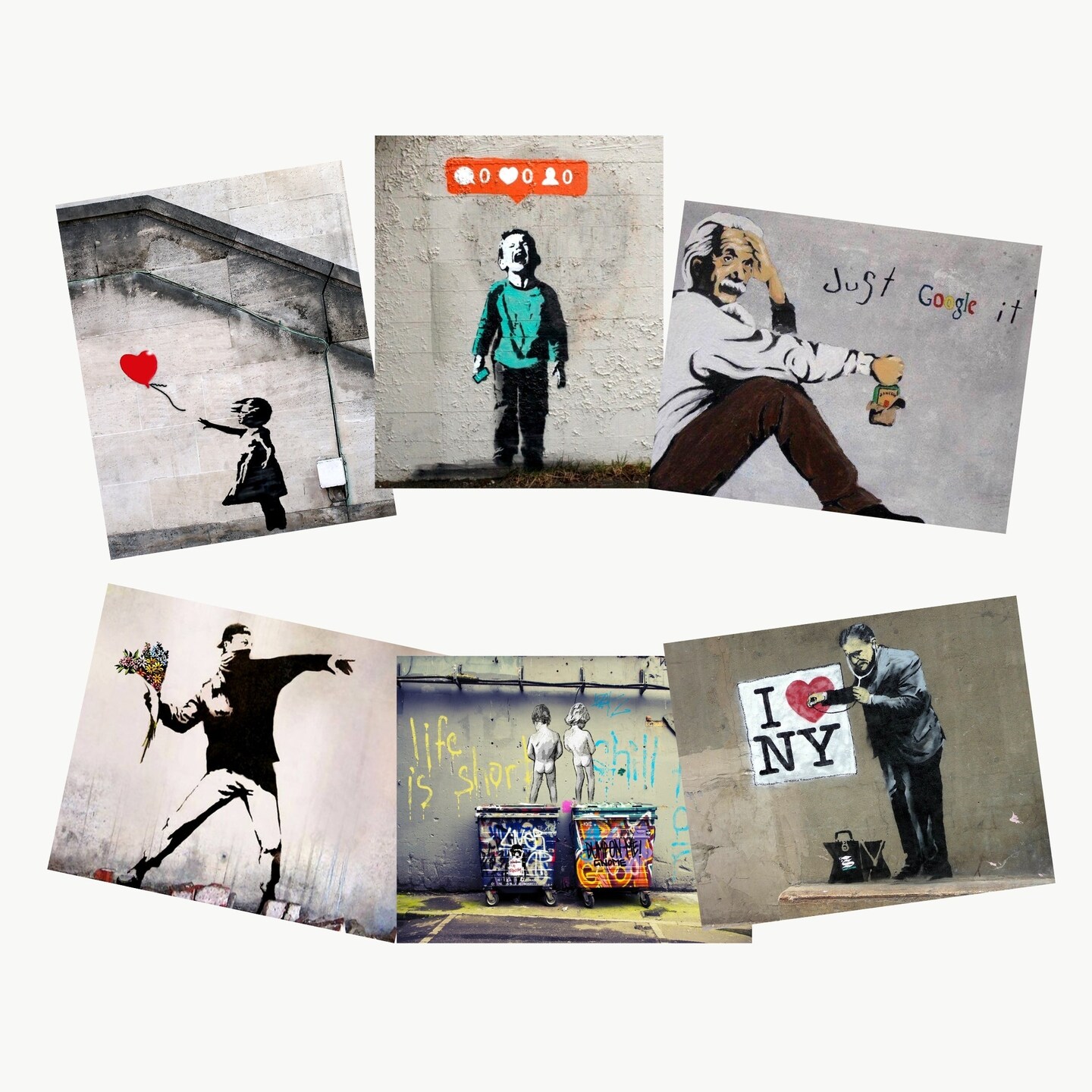 Framed Art Banksy Set of 6 Street Art