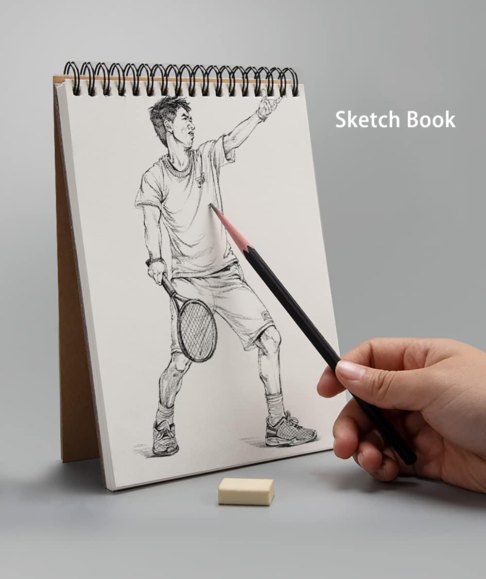 A5 (8.3&#x22;x5.8&#x22;) Spiral Sketch Book, Sketchbook for Drawing and Sketching, 30 Sheets, 160gsm Paper, Vertical Sketch Pad