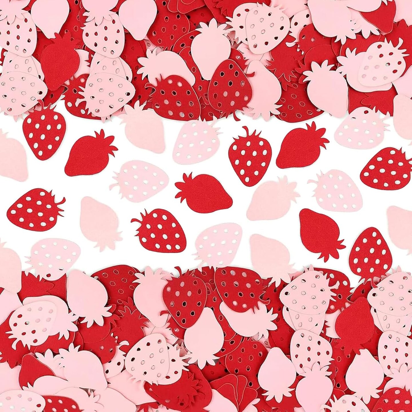 300PCS Strawberry Confetti Berry Sweet Baby Shower Decorations Strawberry Table Red and Pink Confetti for Baby Shower Themed Bee Birthday Table Decoration Strawberry Party Decorations (Red Pink)