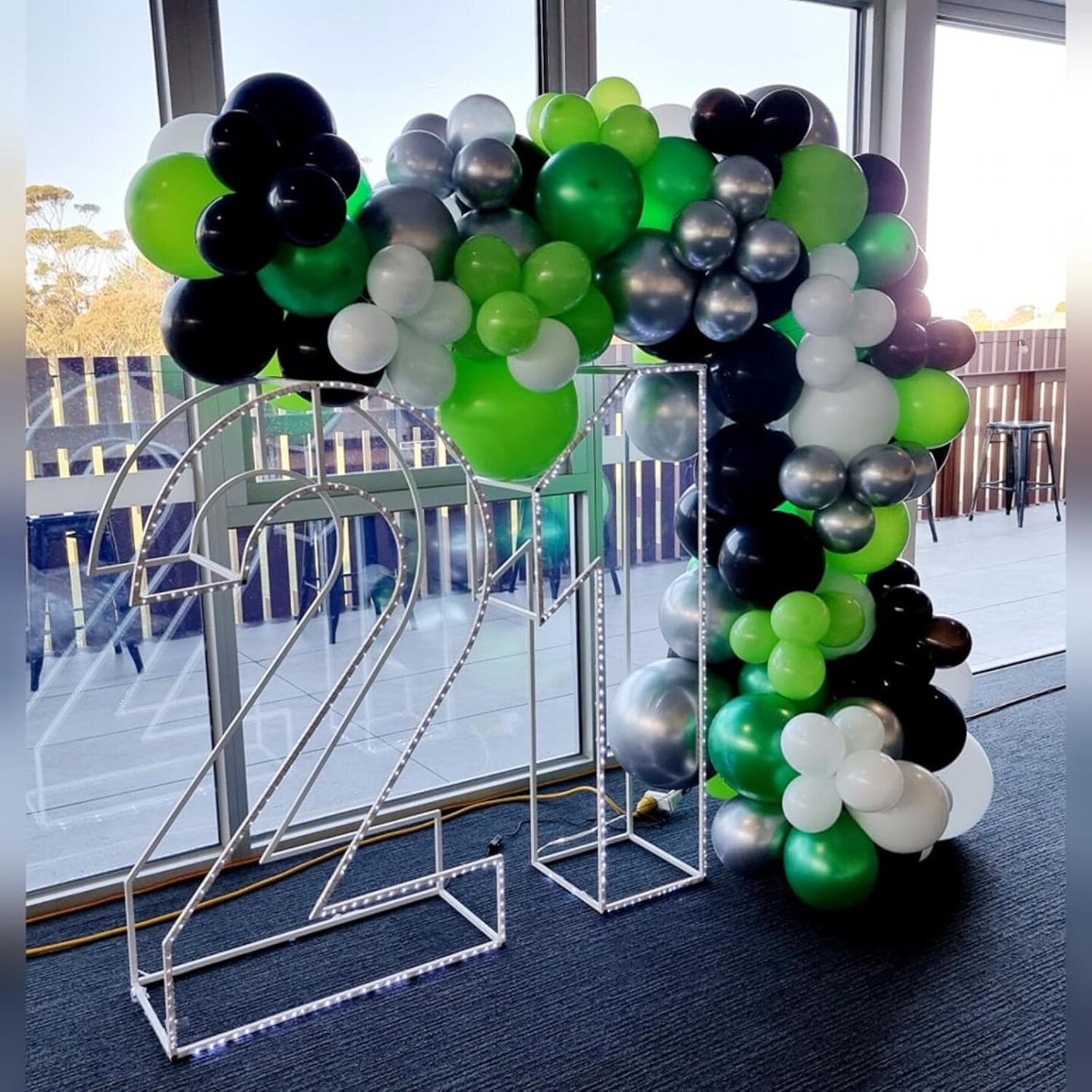 Green & Black Balloons - Video Game Balloons with Silver Confetti for Baby Shower, Graduation, Soccer, Birthday Parties