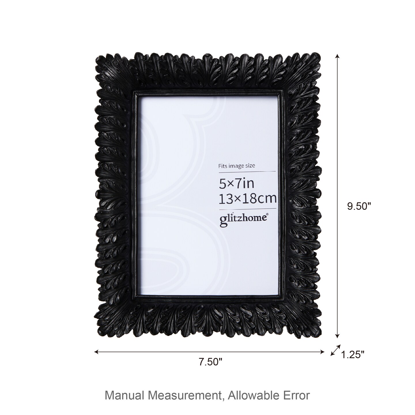 Set of 2 Black Scoop Resin Tabletop Picture Frames-5x7