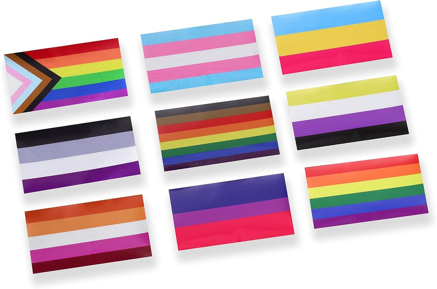 9 Pcs Set Pride Rainbow Flag Decal - Rainbow Transgender Lesbian LGBT Flags Reflective Vinyl Car Stickers - for Rainbow Mardi Gras Party Decorations Sticker Supplies(2.5 x 4.5 Inch)