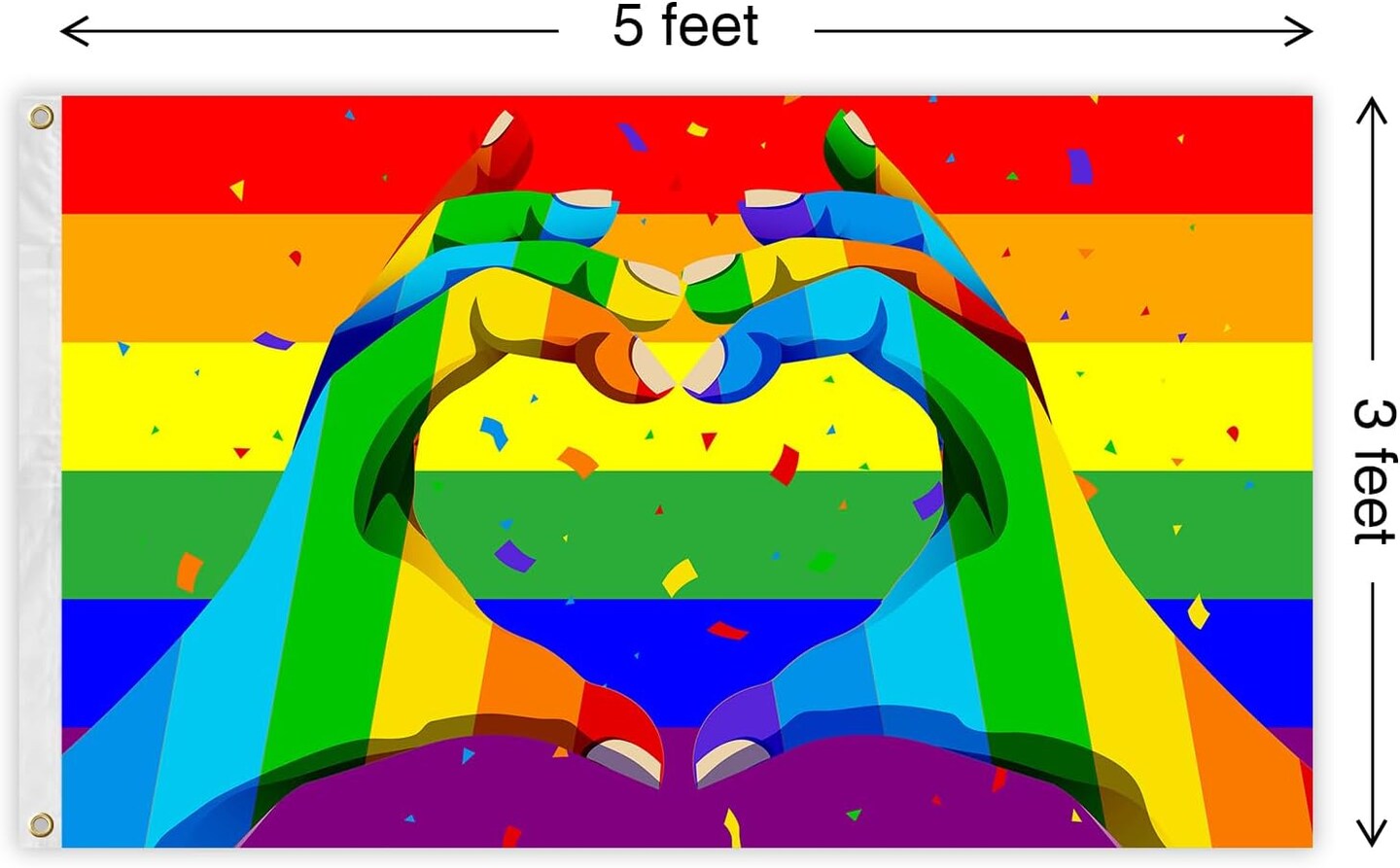 Gay Straight Ally Flag Pride Rainbow Flag 3x5 Ft with Two Metal Grommets Gay LGBT Progressive Intersex Banne (Pride Flag)