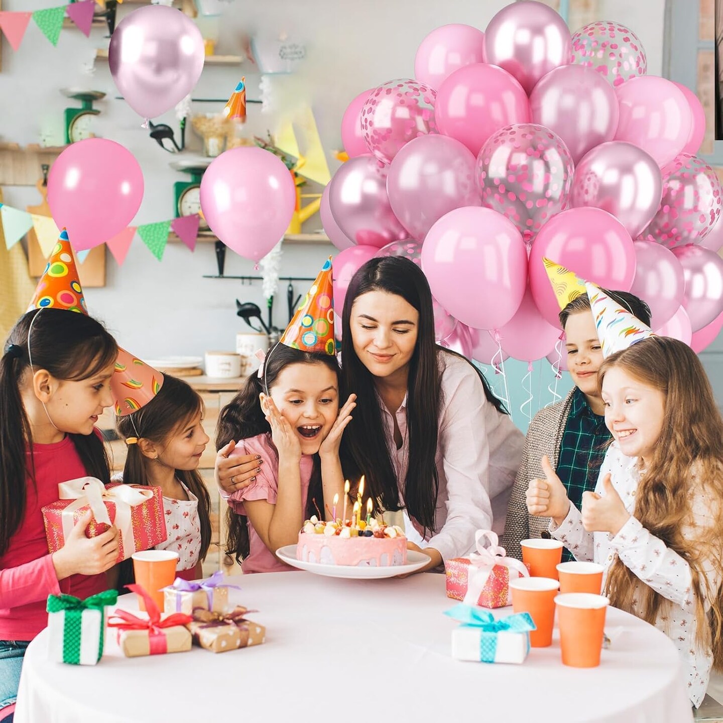 52-Pack Metallic Chrome Pink Balloons 12in – Latex & Confetti Party Decor