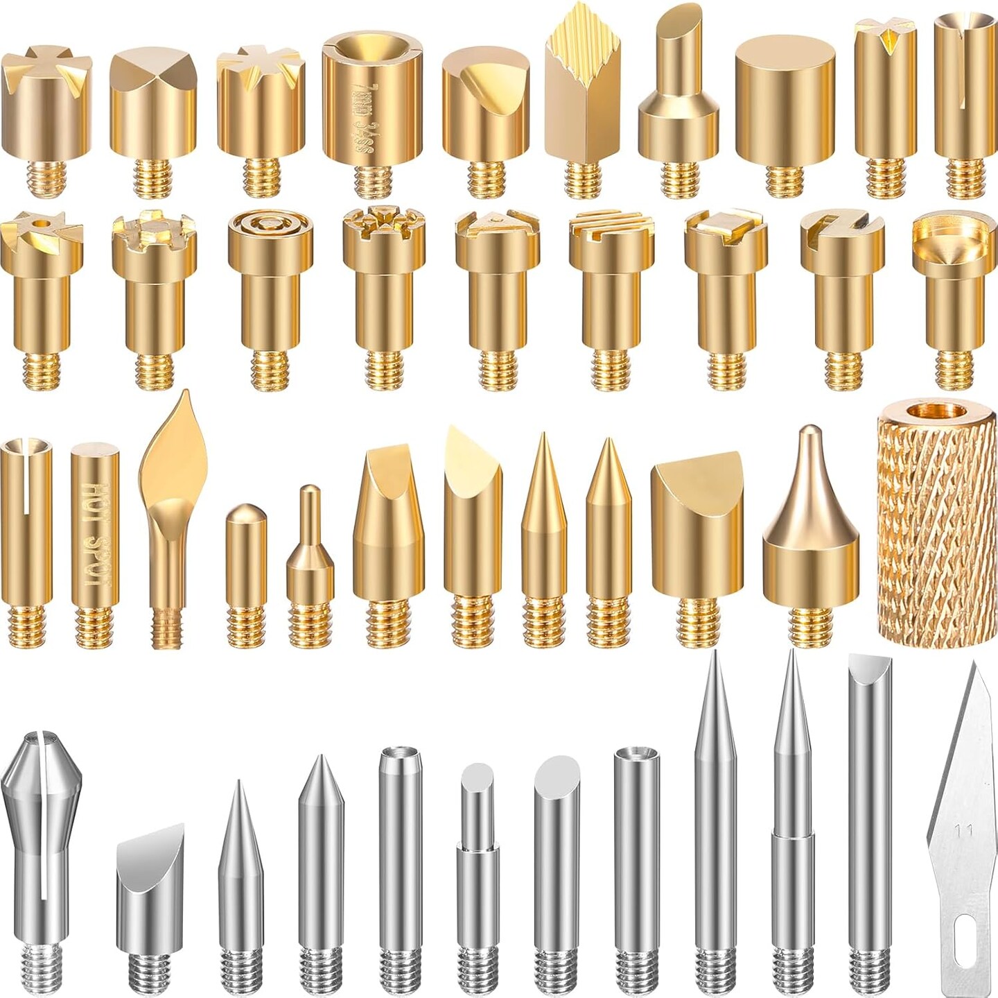 43 Pcs Wood Burning Tips Kit, Wood Burning Letters Numbers Alphabet Stamps Different Shape Stencils Templates for Embossing Branding Crafts Personalization Tools(Different Shape)