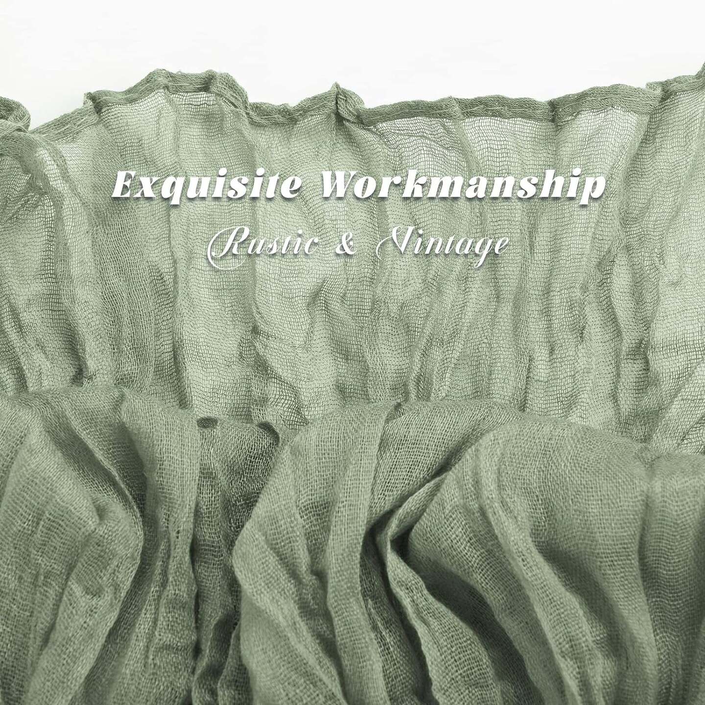 12-Pack 10ft Sage Green Cheesecloth Table Runners, 35x120" for Weddings & Parties.