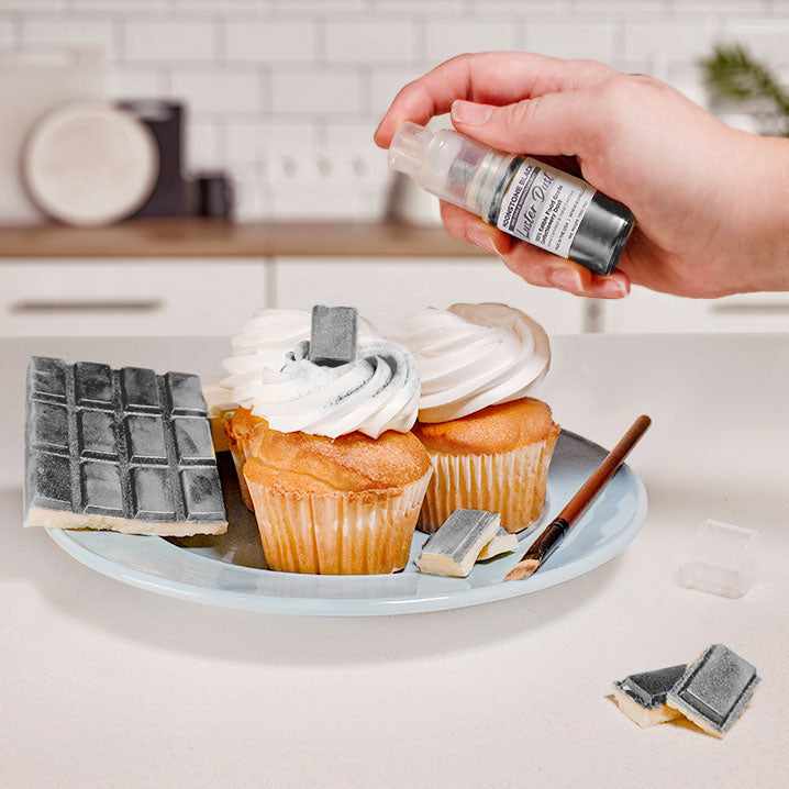 Bakell - Moonstone Black Luster Dust (4g, 1x Pump) Edible Vegan Dust & Paint for Baking, Desserts and Beverages