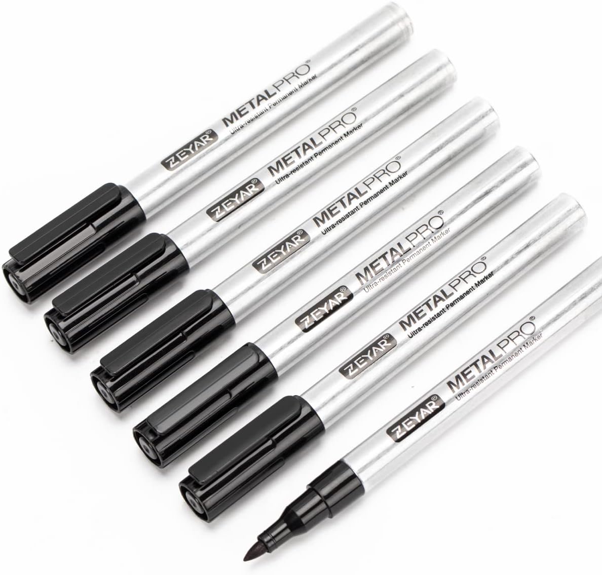 Permanent Marker Pens, Extra Fine Tip(1mm), Waterproof Smear Proof ink,  Aluminum Barrel, Quick Drying- Great on Plastic,Wood,Stone,Metal and Glass 