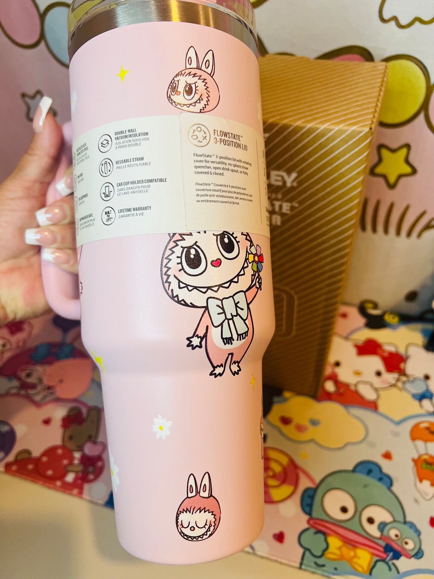 Labubu Pink Stanley 40oz Tumbler Insulated Cup