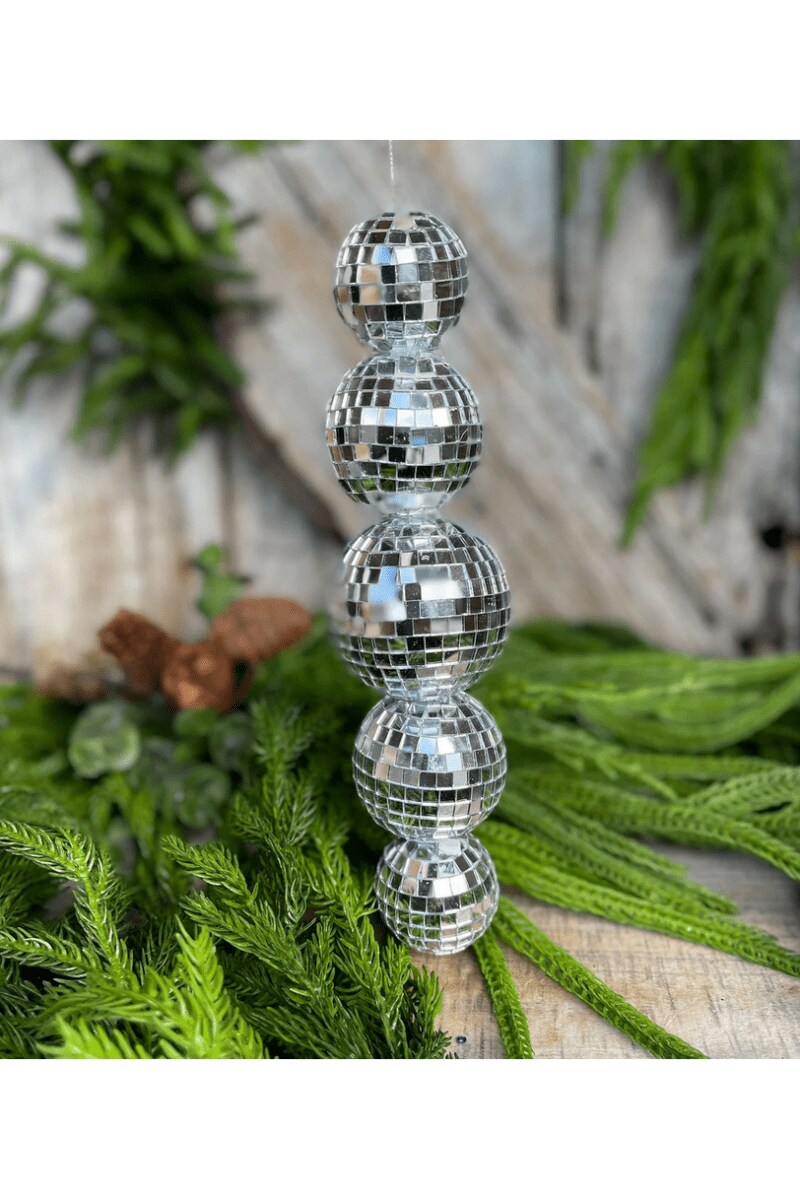 9&#x22; Multi Mirror Ball Ornament: Silver