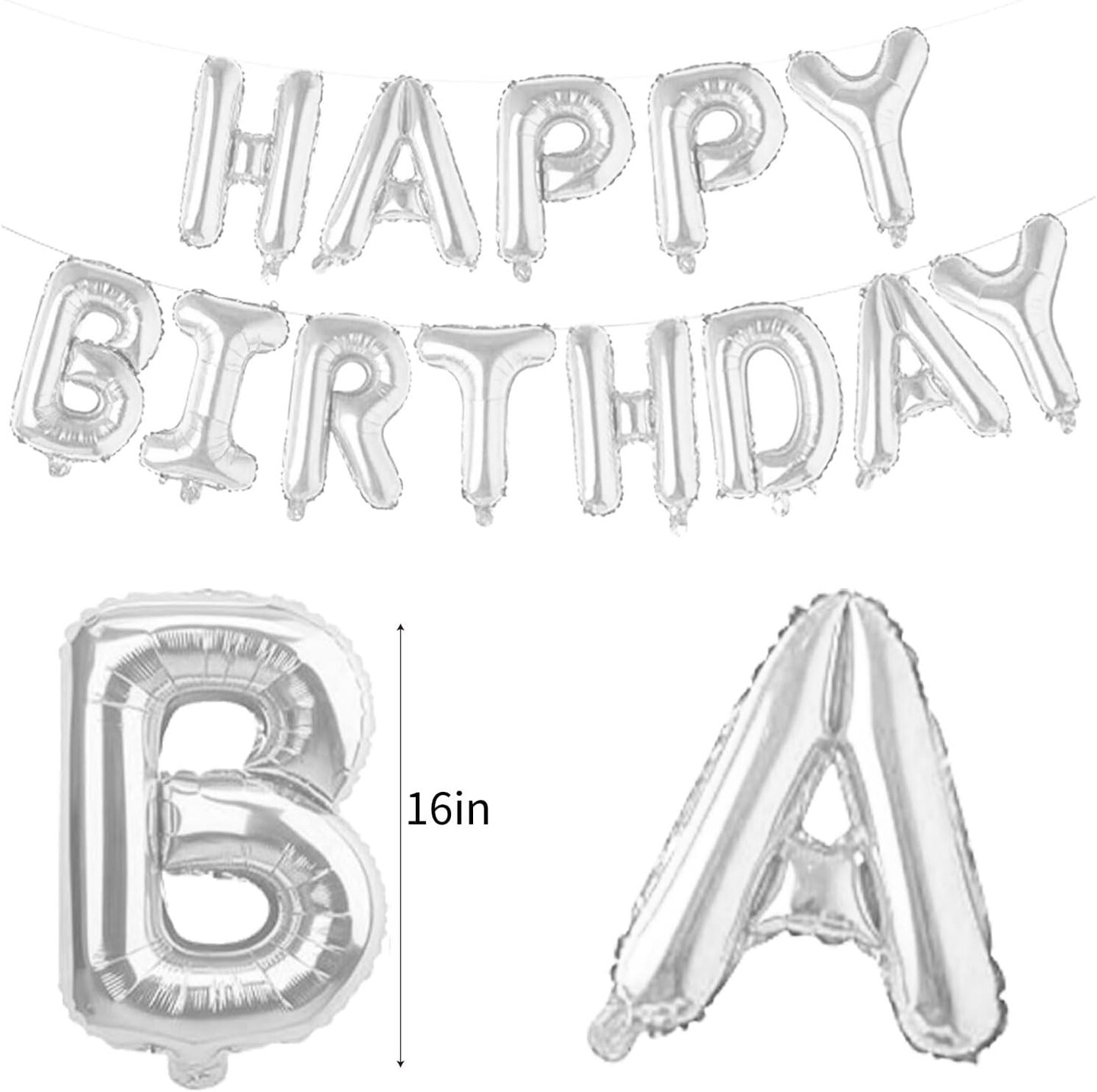 15PCS Silver Birthday Party Set – Banner, Heart & Star Foil Balloons with Confetti