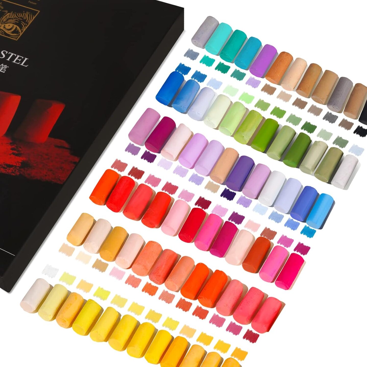 Professional Soft Pastels, Handmade 72 Vibrant Colors Chalk Pastels Smooth and High Adhesion for Painting, Drawing, Blending, Crafting, Ideal Art Supplies