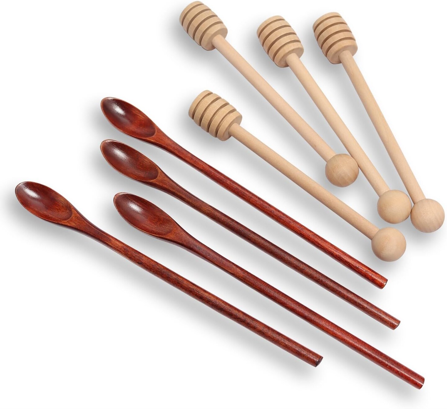 6.3Inch Wooden Honey Dipper Sticks: Long Handle Coffee Stirring Spoons - Honey Comb Sticks - Honey Wand for Honey Jar Dispense Drizzle Honey Wedding Party Favors