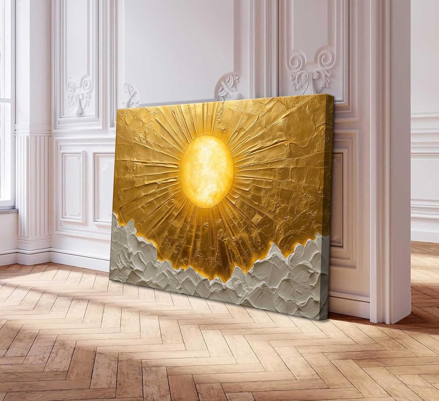 Summer Boho Sun Canvas Wall Art Bohemia Minimalism Golden Abstract Sunrise Sunset Modern Luxury Painting Picture Wall Decor Poster Print Artwork for Living Room Bedroom Office Home Decoration