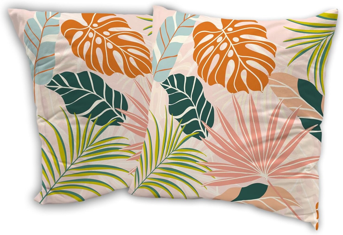 Tropical Palm Leaf Throw Pillow Cover 18x18 in,Summer Palm Decorative Pillow Cases Set of 2 for Home Living Room Bed Sofa Bedroom Decor Cases Square Outdoor