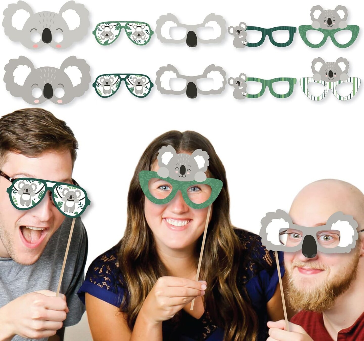 10PCS Koala Glasses & Masks – Bear Birthday & Baby Shower Photo Booth Props