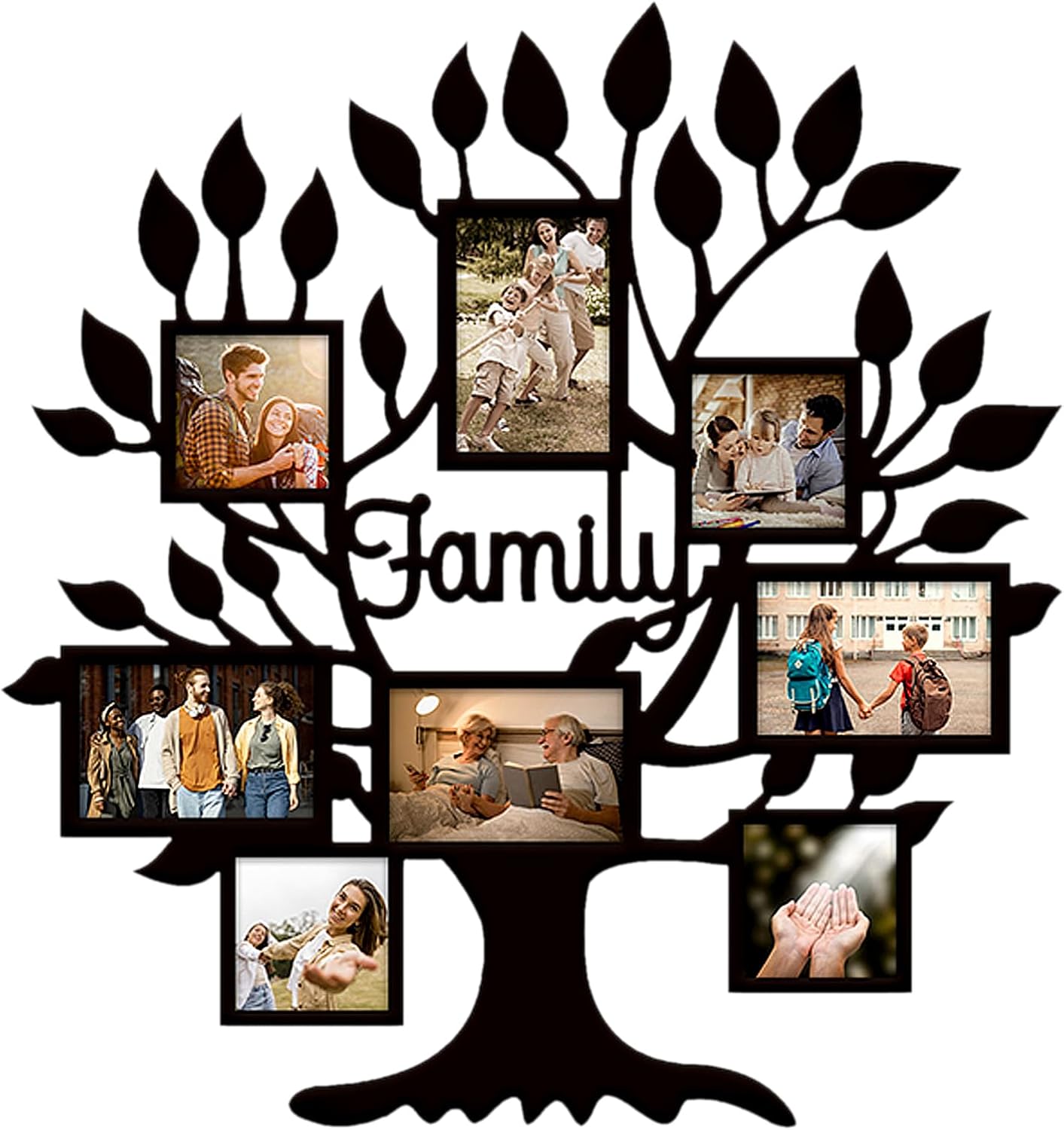 26x27 Inch Family Tree Picture Frame Collage Wall Decor, Rustic Family Tree Wall Decor for Home, Farmhouse Photo Collage Frame for Wall, Photo Frames Multiple Pictures Perfect for Modern Farmhouse Decor (Black)