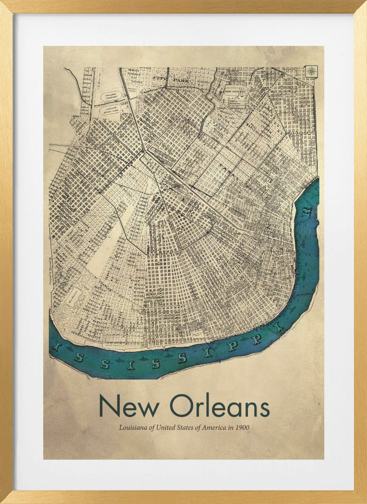 New Orleans map by Dionisis Gemos Framed Art