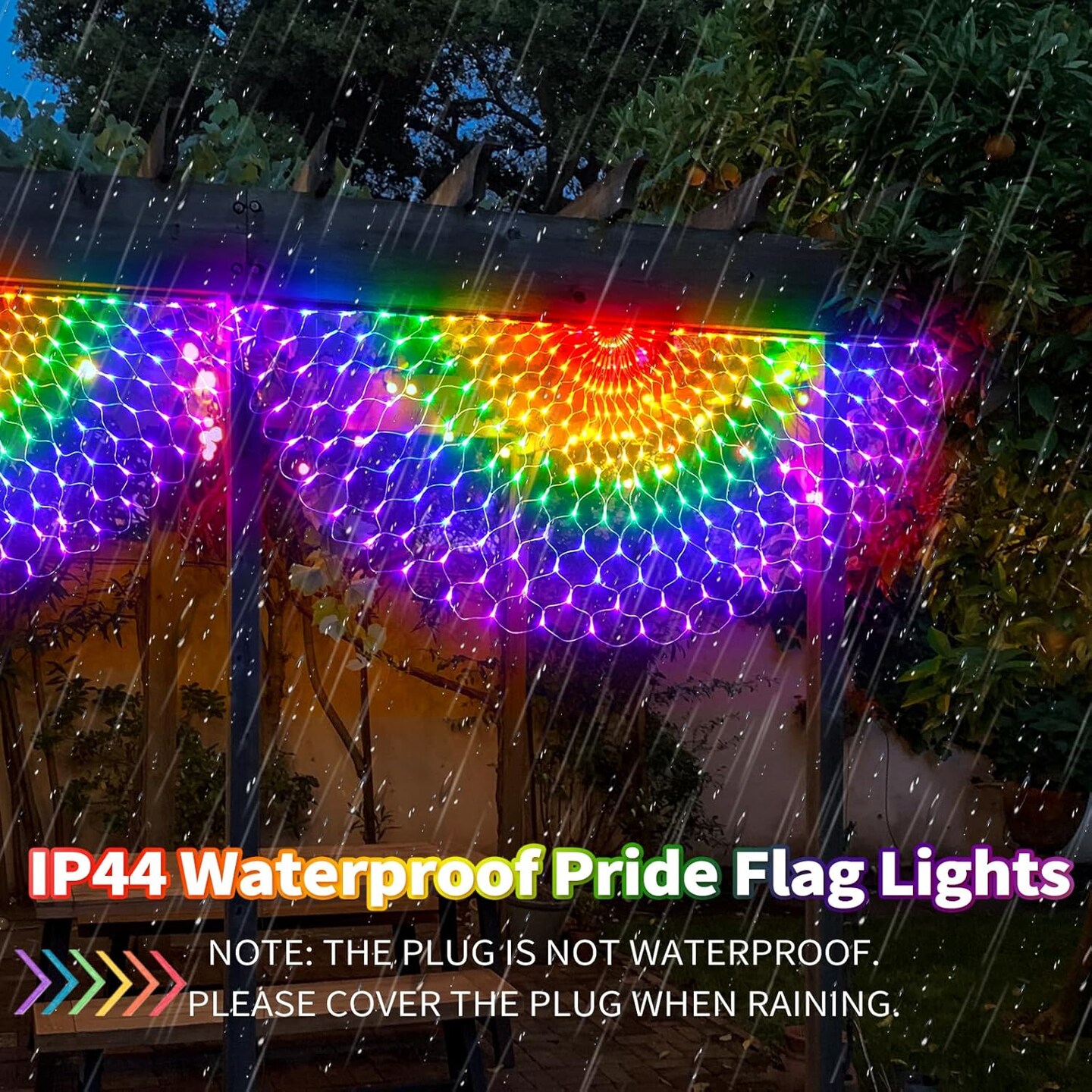 Pride Flag Lights Pride Decorations Lights Outdoor Pride Bunting for Pride Month Connectable, 250LEDs Waterproof Rainbow Flag LED Net Lights, Pride Month Decorations for Room, Yard, Party, Office