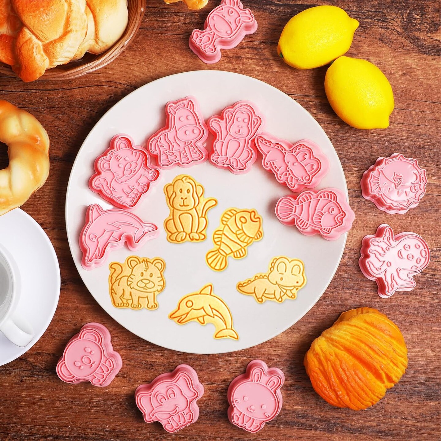 Animal Cookie Cutters with Plunger Stamps Set 24 Pieces