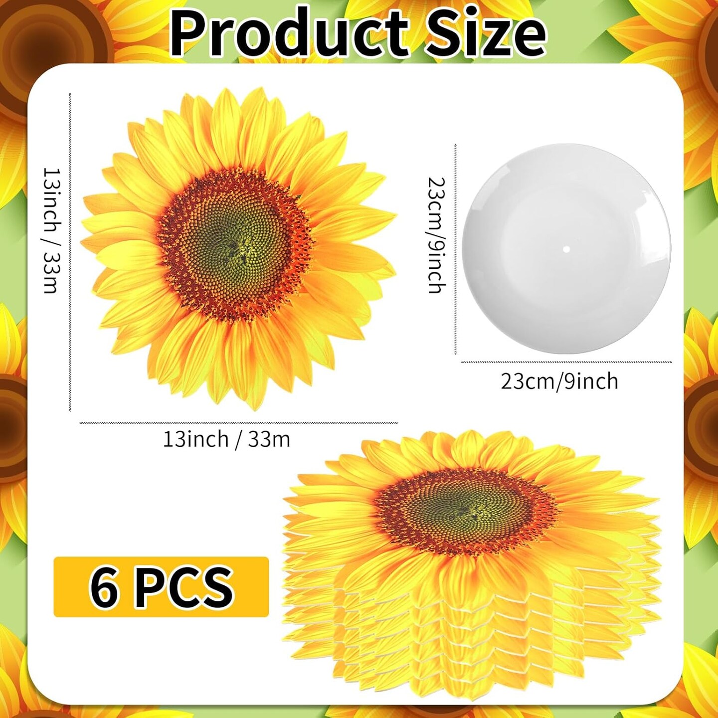 Leather Summer Sunflower Placemats Set of 6 Sunflower Shape Table Mat Washable Summer Floral Place Mats for Spring Tables Home Kitchen Dining Indoor Outdoor Party Gift Harvest Decoration