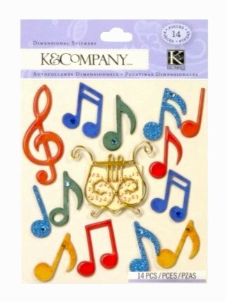 K &#x26; Company Music Notes Dimensional Stickers