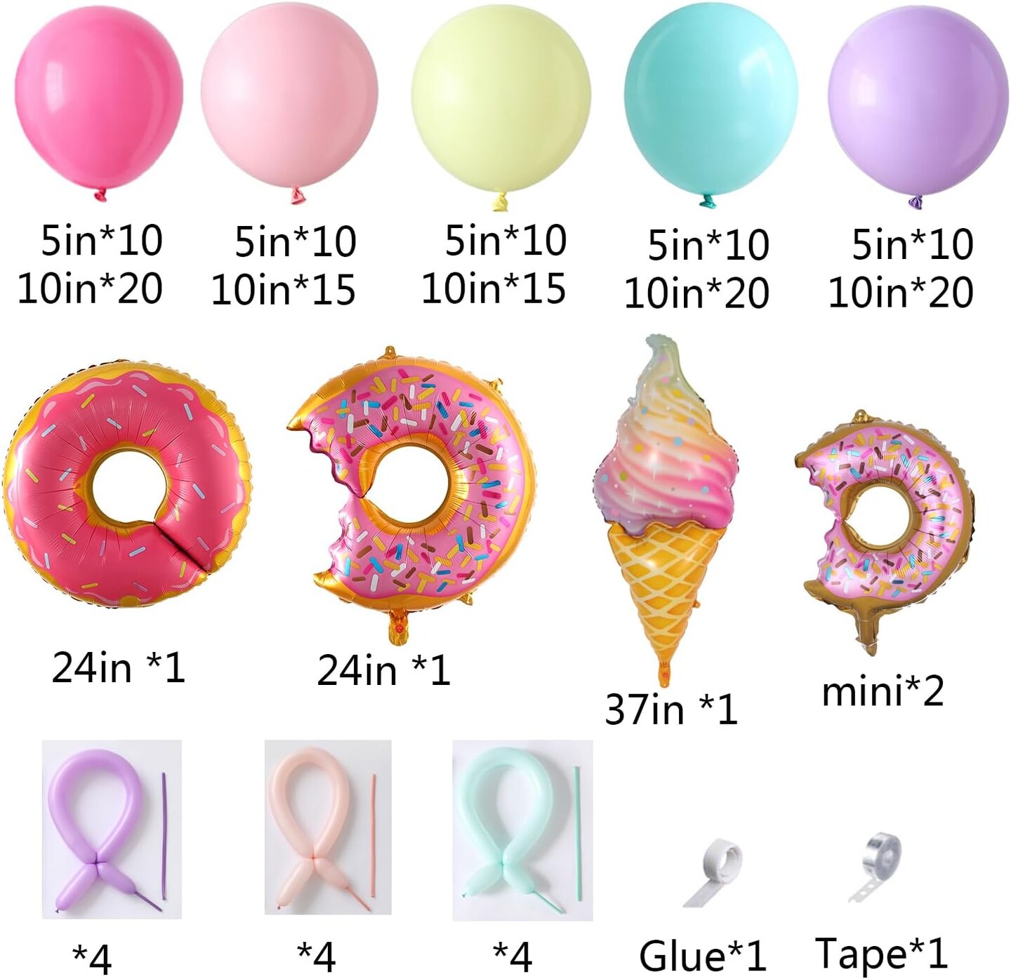 Pastel Donut Balloon Arch Garland Kit,159Pcs Macaron Color Rainbow Balloons Ice Cream Foil Balloons for Girls Donut Grow Up Sweet One Candyland Birthday Party Baby Shower Two Sweet Decorations