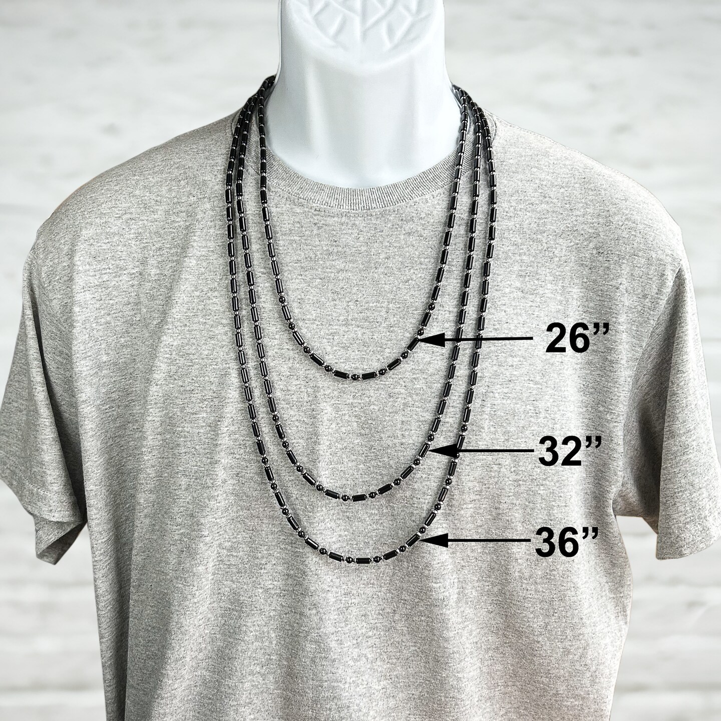 Black Onyx with Stainless Steel Skull Cross Pendant Long Necklace