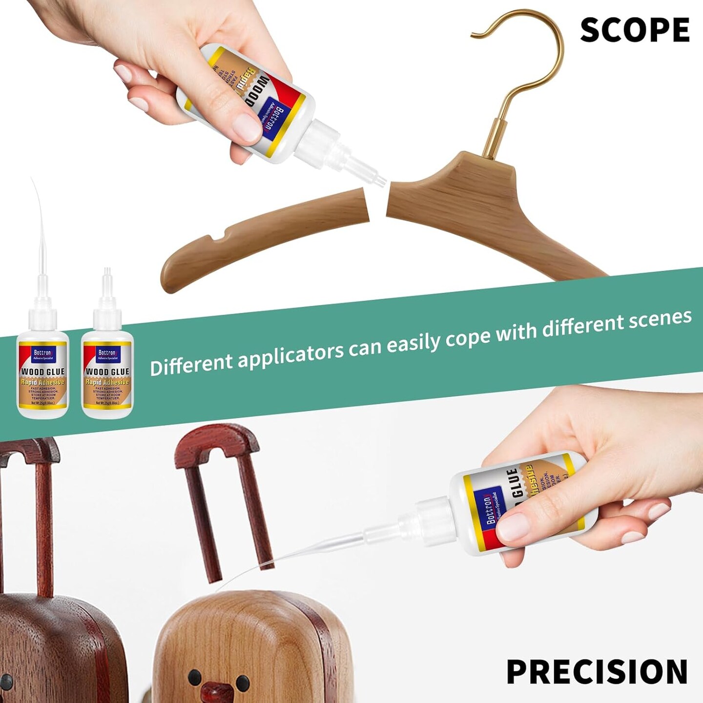 Wood Glue, 2 Pack Fast-Instant Super Glue for Wood, Clear Glue for Woodworking, Waterproof Cyanoacrylate Adhesives Ideal for Wooden Furniture, Wooden Product, Crafts, Floor, DIY