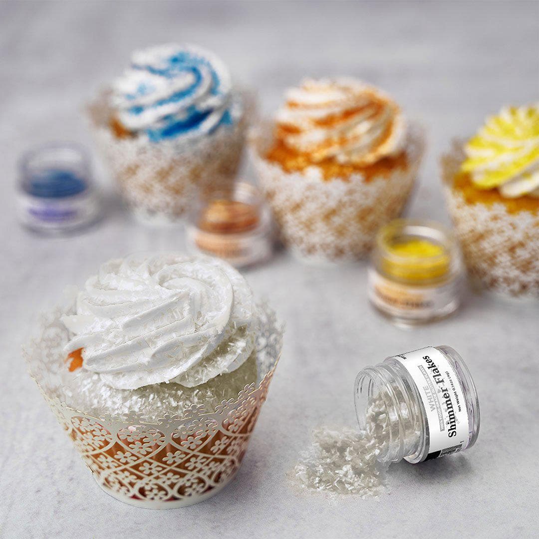 White Edible Shimmer Flakes 4 Gram Jar