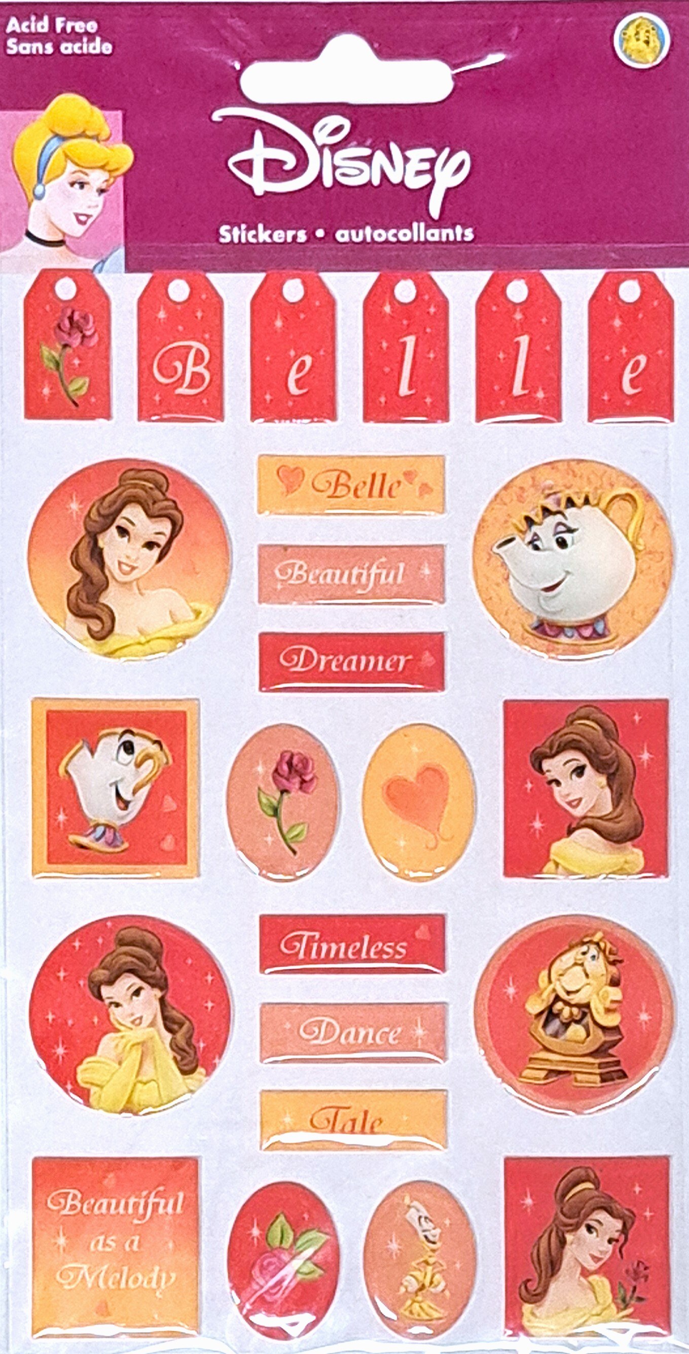 Disney Princess Bell Dimensional Epoxy Stickers