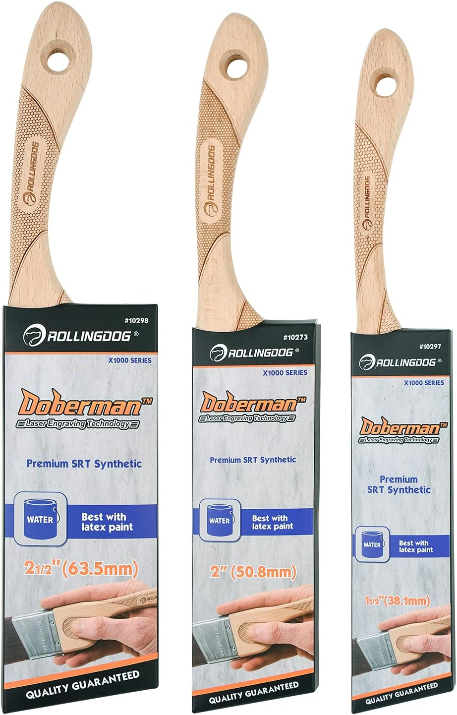 Angled Paint Brush - Trim Brush with Ergonomic Wood Handle for Wall, Furniture, Cutting in Painting,3PC(1.5&#x22;,2&#x22;,2.5&#x22;)