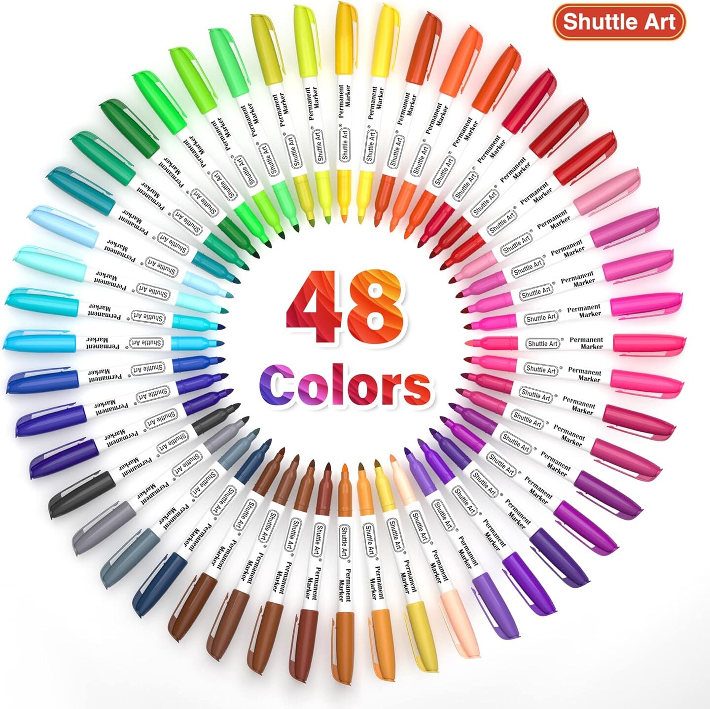 60 Colors Permanent Markers, Fine Point, Assorted Colors, Works on Plastic,Wood,Stone,Metal and Glass for Doodling, Coloring, Marking