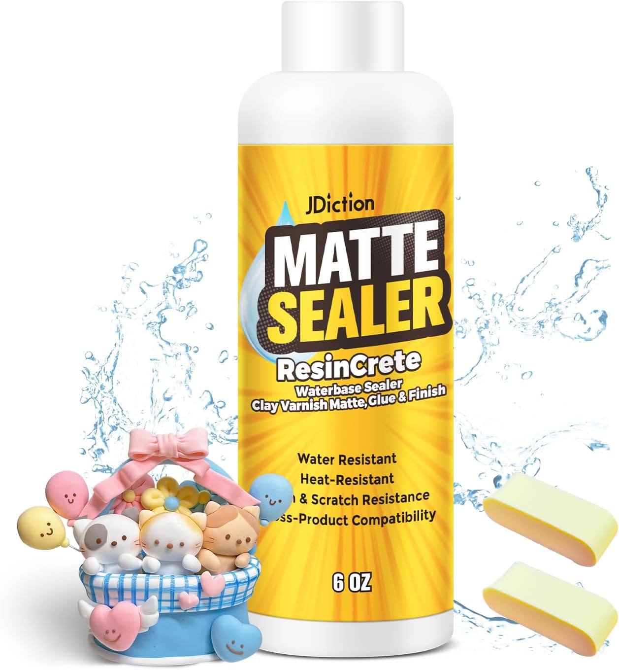 Air Dry Clay Glaze, Clay Varnish for Air Dry Clay/Polymer Clay Sealer, ResinCrete, Varnish for Pottery&#x26;Acrylic Paint, Waterproof &#x26; Stain Resistant, Design for Air Dry Clay Pottery (Clear Matte, 6OZ)