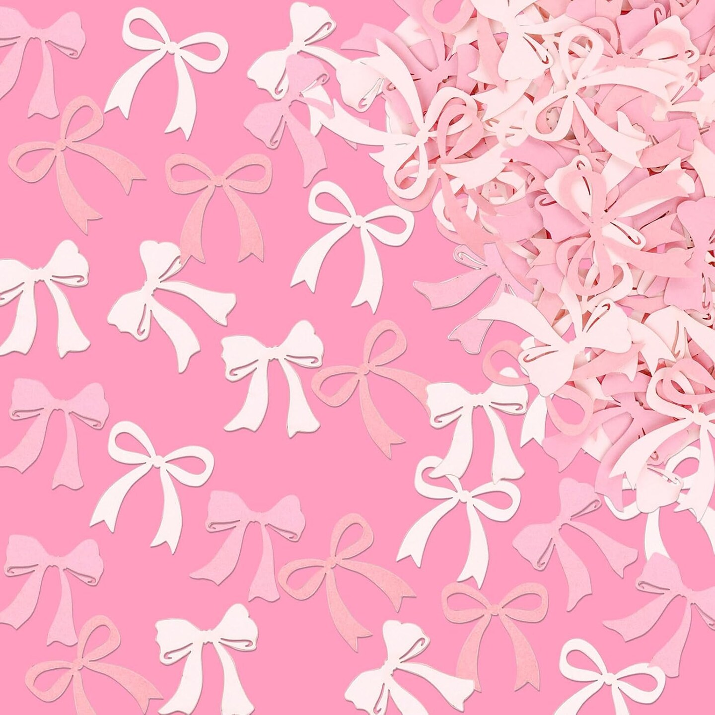 100PCS Pink Bow Confetti Engagement Party Bride To Be Pink Bow Table Confetti Bachelorette Party Birthday Decorations Supplies Baby Shower Boy Girl Bridal Shower Ribbon Party Supplies