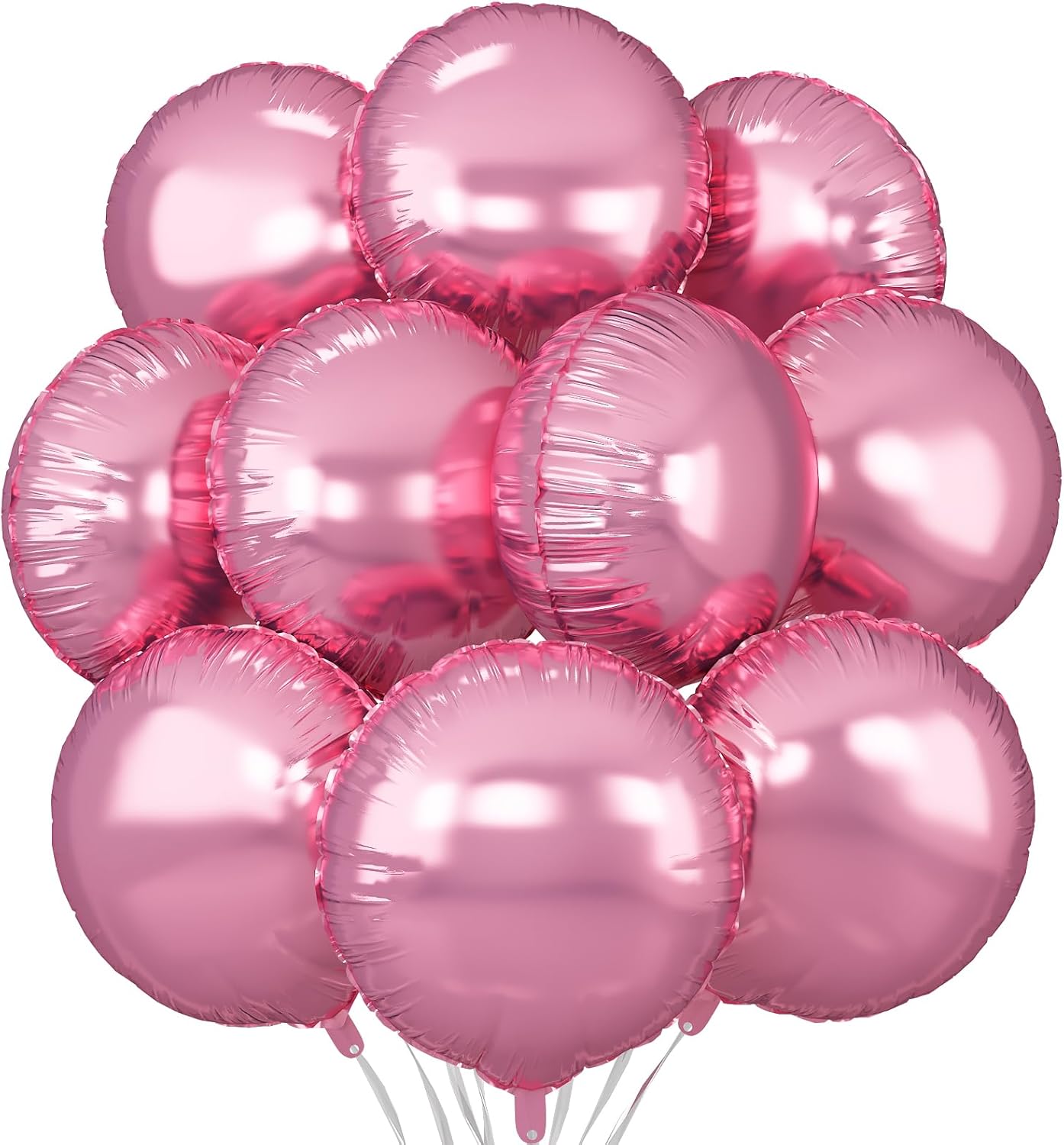 Pink Round Balloons, 20Pcs Pink Foil Balloon Giant Round Shaped Mylar Balloons 18&#x22;Helium balloon for Birthday Baby Shower Wedding Anniversary Engagement Party Decorations