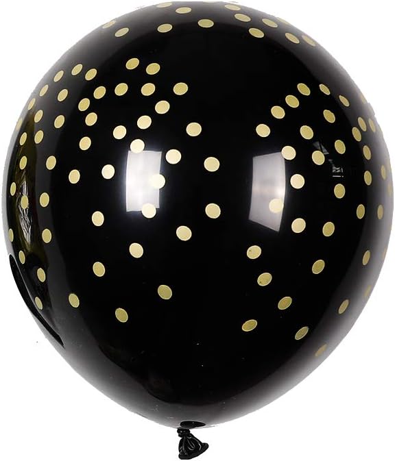 60pcs 12inch Helium Balloon Bouquet Metallic Gold Pearl Black Clear with Dot Balloon Perfect for Baby Shower Bridal Shower Birthday Anniversary Party Decorations(Black)