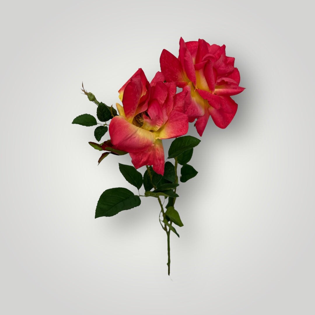 35" Realistic Pink Open Rose Spray with Faux Thorns – Long Stem Artificial Flower for Arrangements, Wreaths & Home Decor-FSR845-TY