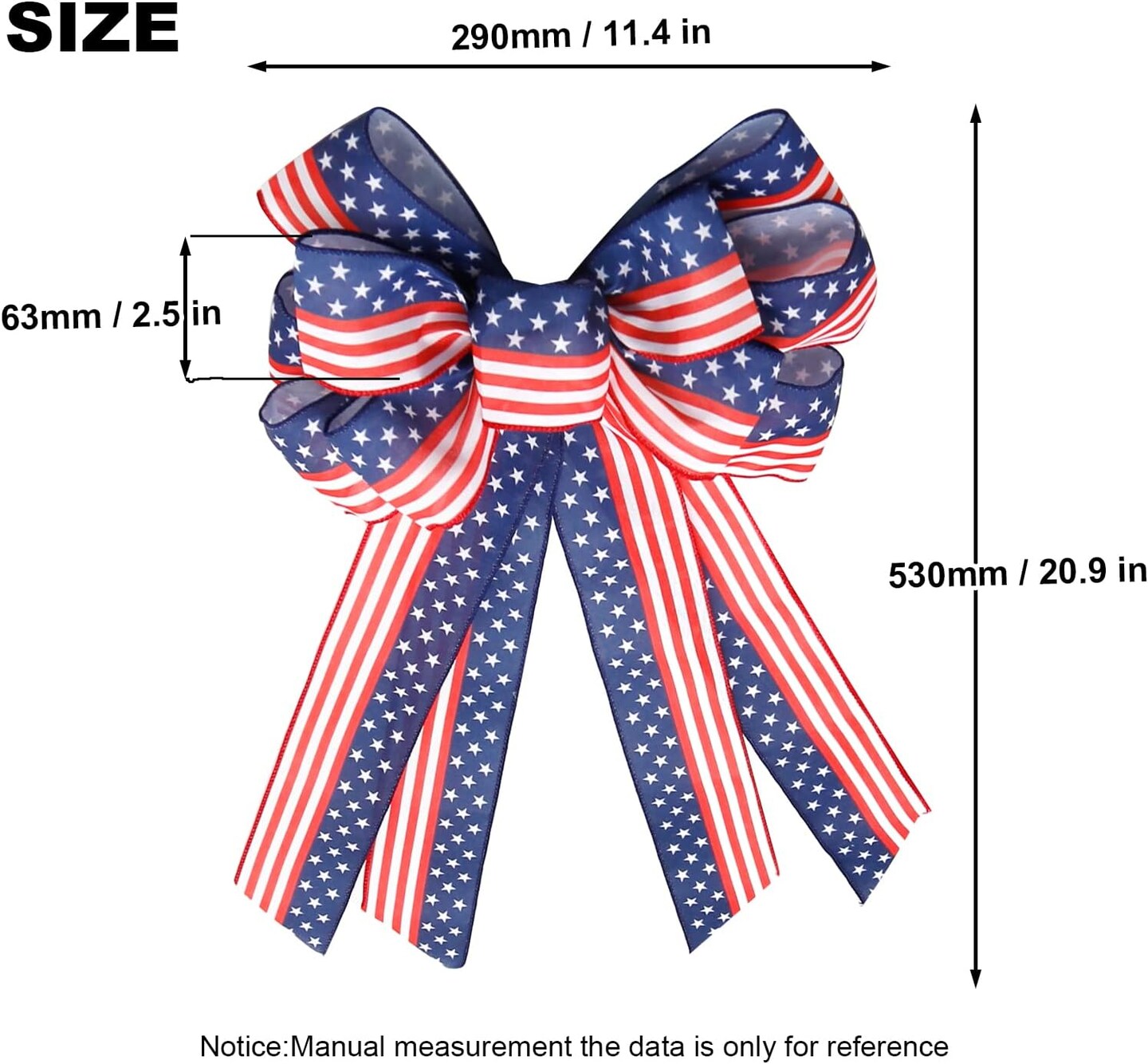 Large 4th of July Patriotic Bows for Wreath,American Flag Wreath Bows Stars Decor American Flag Bow for Wall Decor