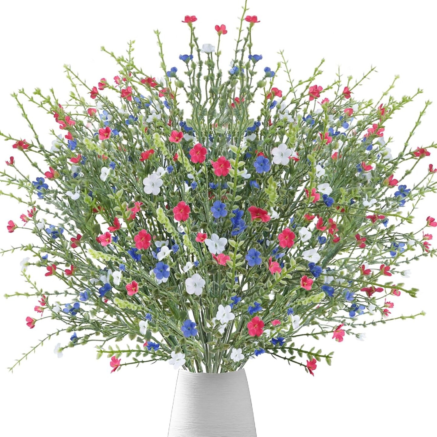 4th of July Artificial Red, White, and Blue Flowers - Patriotic Fake Wildflowers for Home Decor, Table Centerpieces, Weddings, and Party Decorations