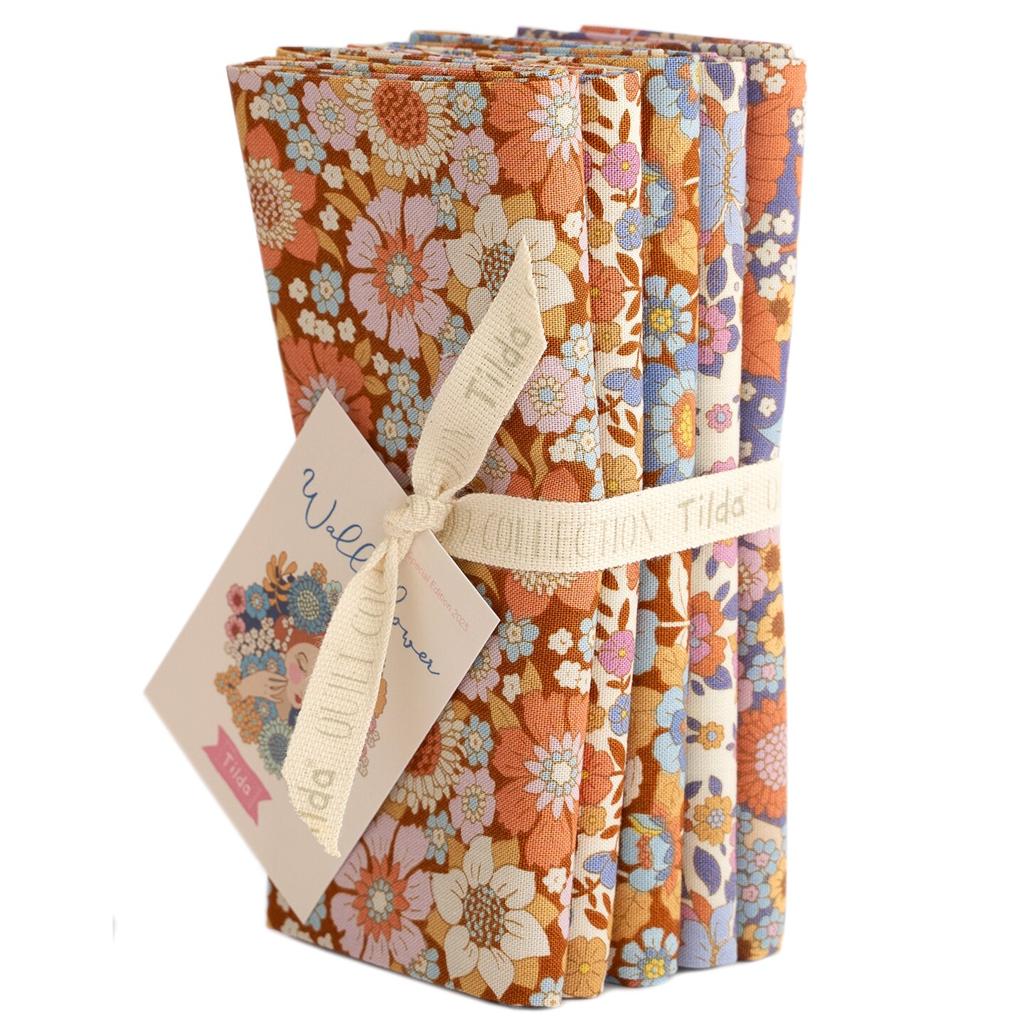 Tilda Wallflower Caramel/Thistle Fat Quarter Bundle - 5 pieces - 20" x 22" - 100% Cotton