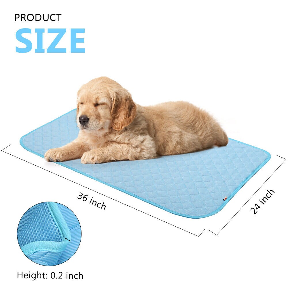 Pet Cooling Bed Mat for Dogs &#x26; Cats - 24x36 Inch Machine Washable Cooling Blanket, Portable Summer Heat Relief for Medium/Small Pets (Blue)