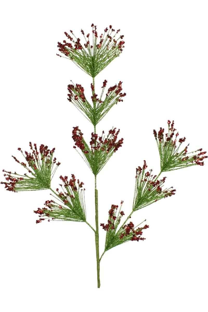 30&#x22; Sequin Tip Glitter Pine Spray: Red/Green