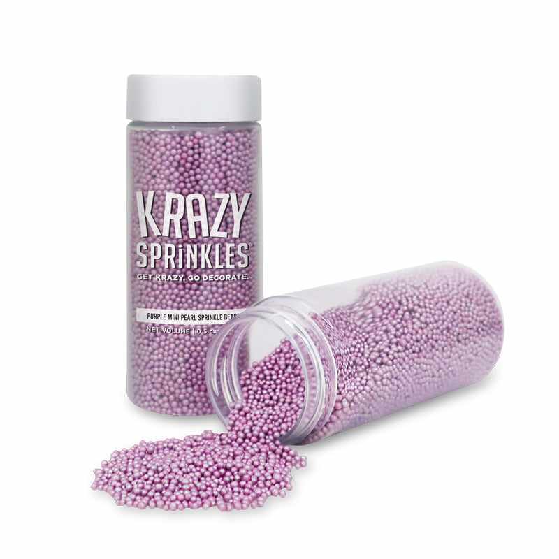 Krazy Sprinkles - Purple Pearl Mini Beads (1/2 Cup, 1x Jar) for Cakes, Ice Cream &#x26; Cookies