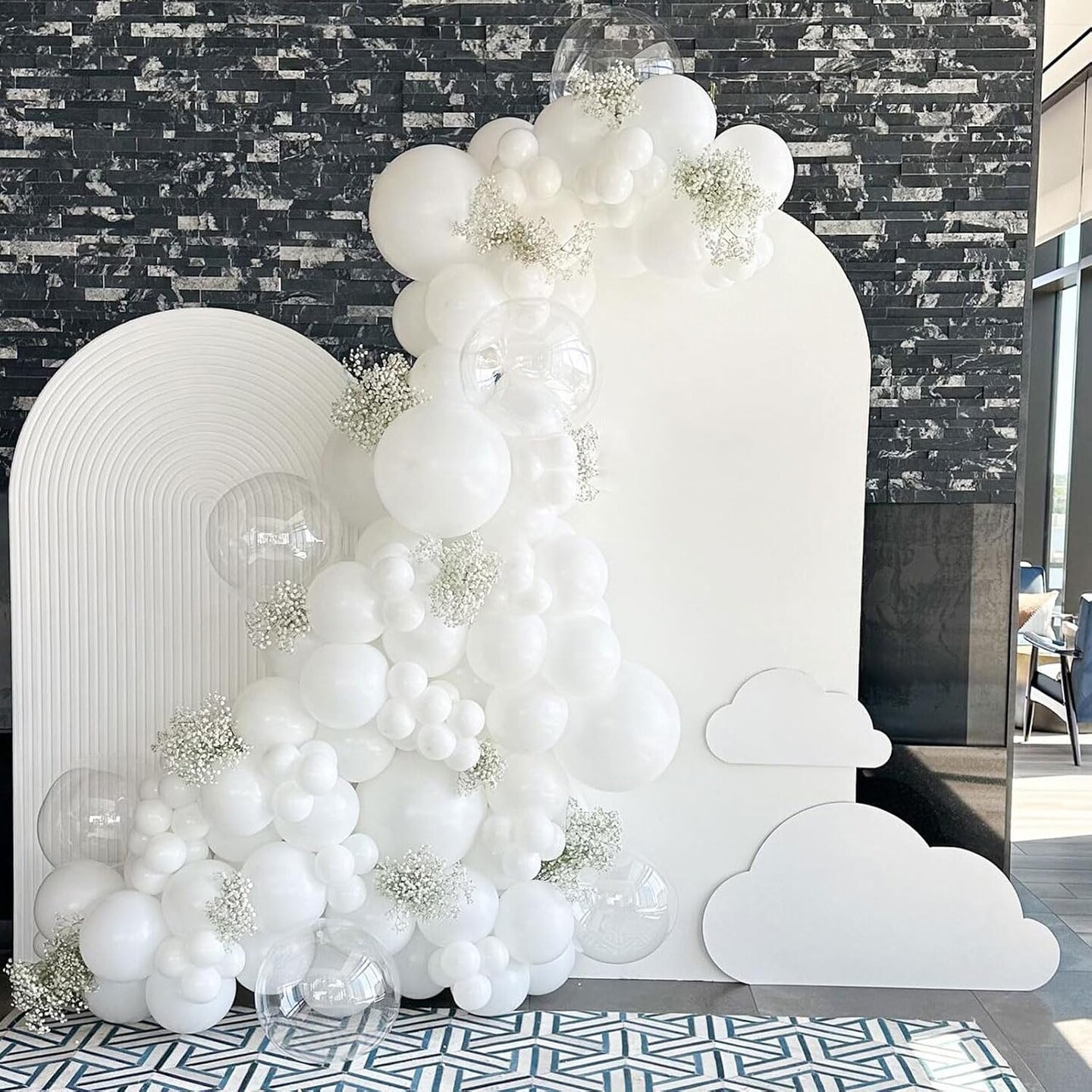 White Balloons, 12 Inch White Latex Balloons Matte White Helium Balloons with Silver Confetti Balloons for Boho Birthday Baby Shower Wedding Valentine&#x2019;s Day Party Decoration