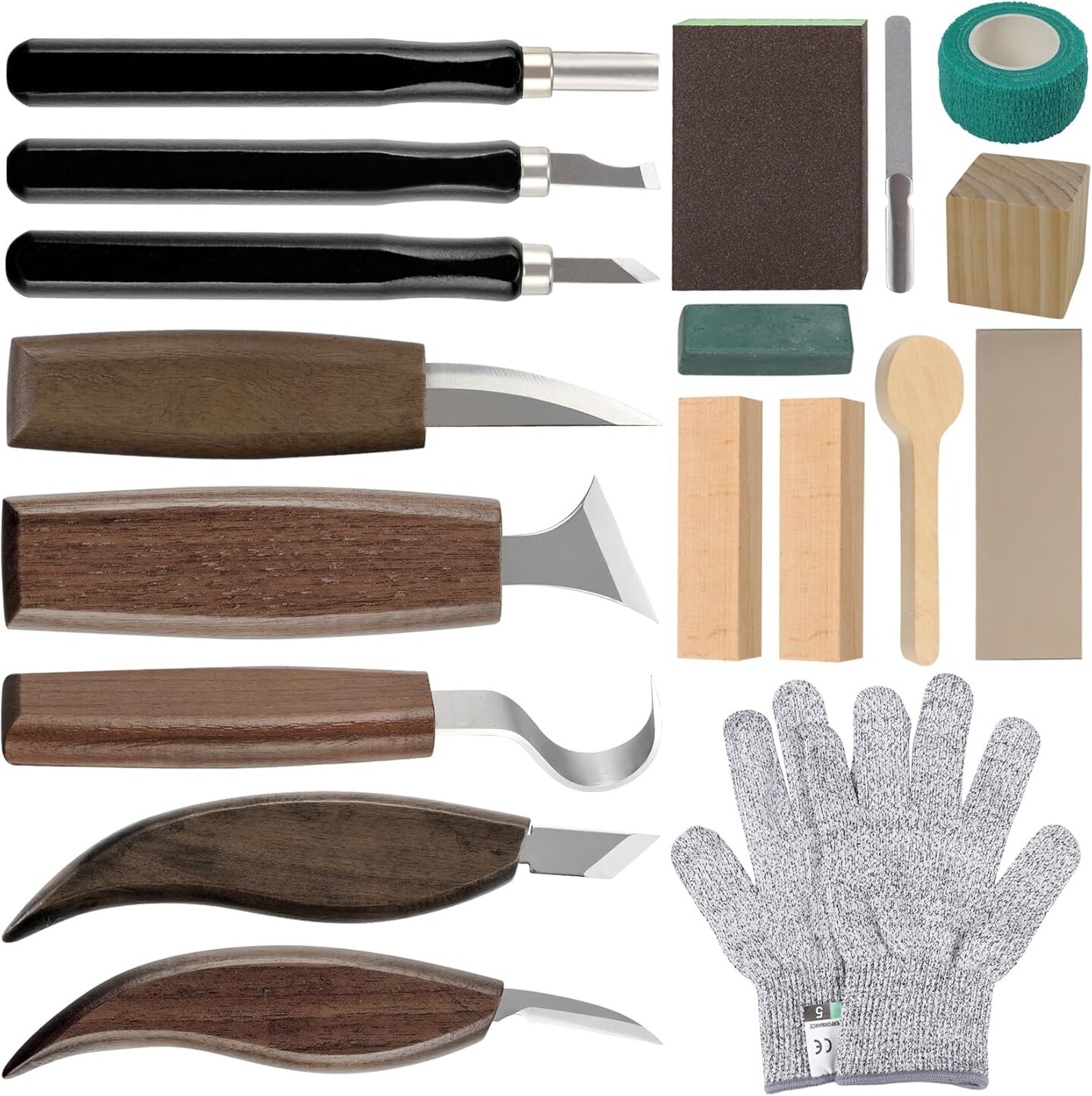 Wood Carving Kit,19Pcs Wood Carving Tools for Beginners & Adults,Complete Whittling Tools Set with Knives, Chisels and Guidebook,Perfect for DIY Crafts, Hobbies, and Woodworking Projects