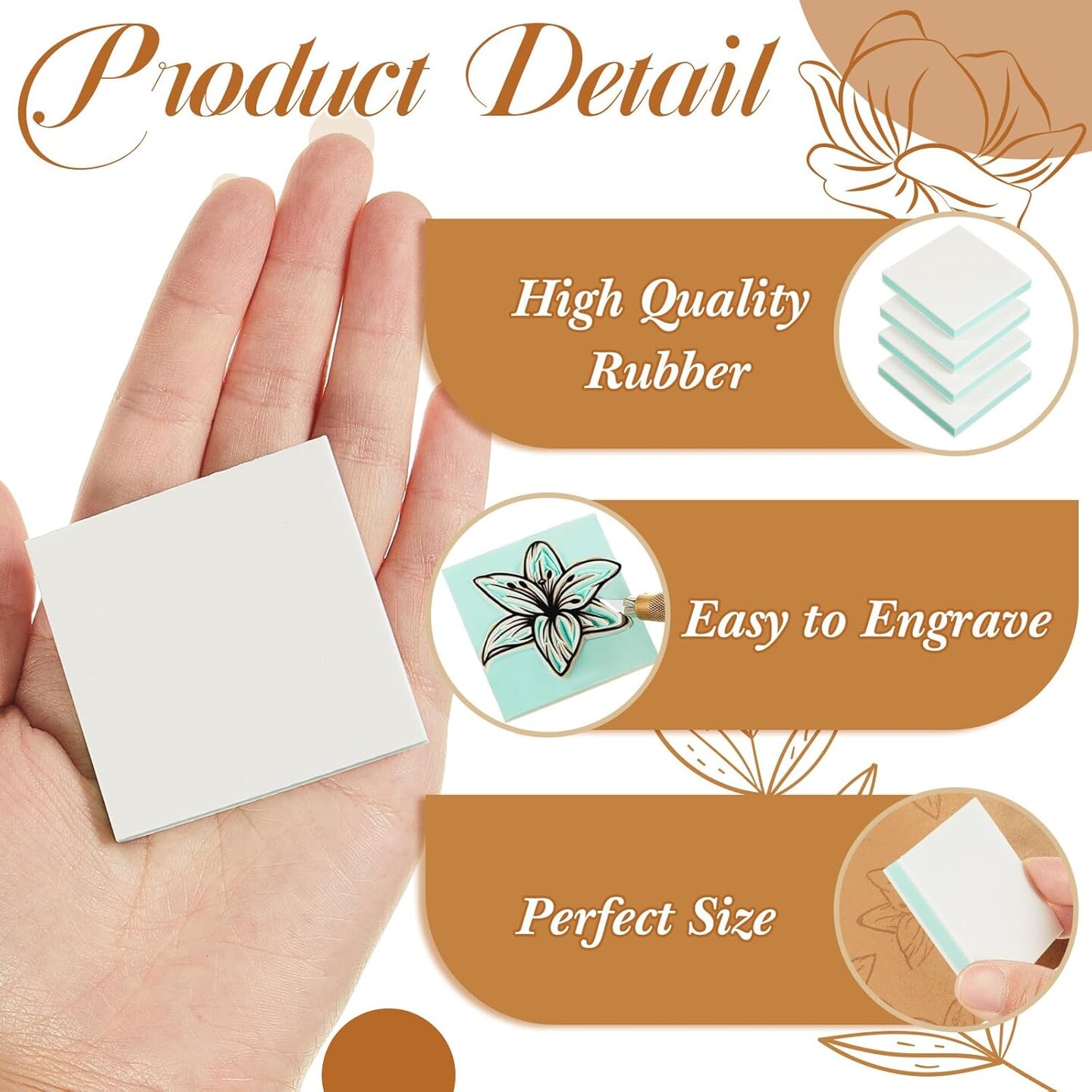 24 Pcs 2" X 2" Rubber Carving Blocks Linoleum Blocks for Printmaking, Stamp Making, DIY Crafting, Scrapbook, Painting, Soft and Easy to Carve (White Green)