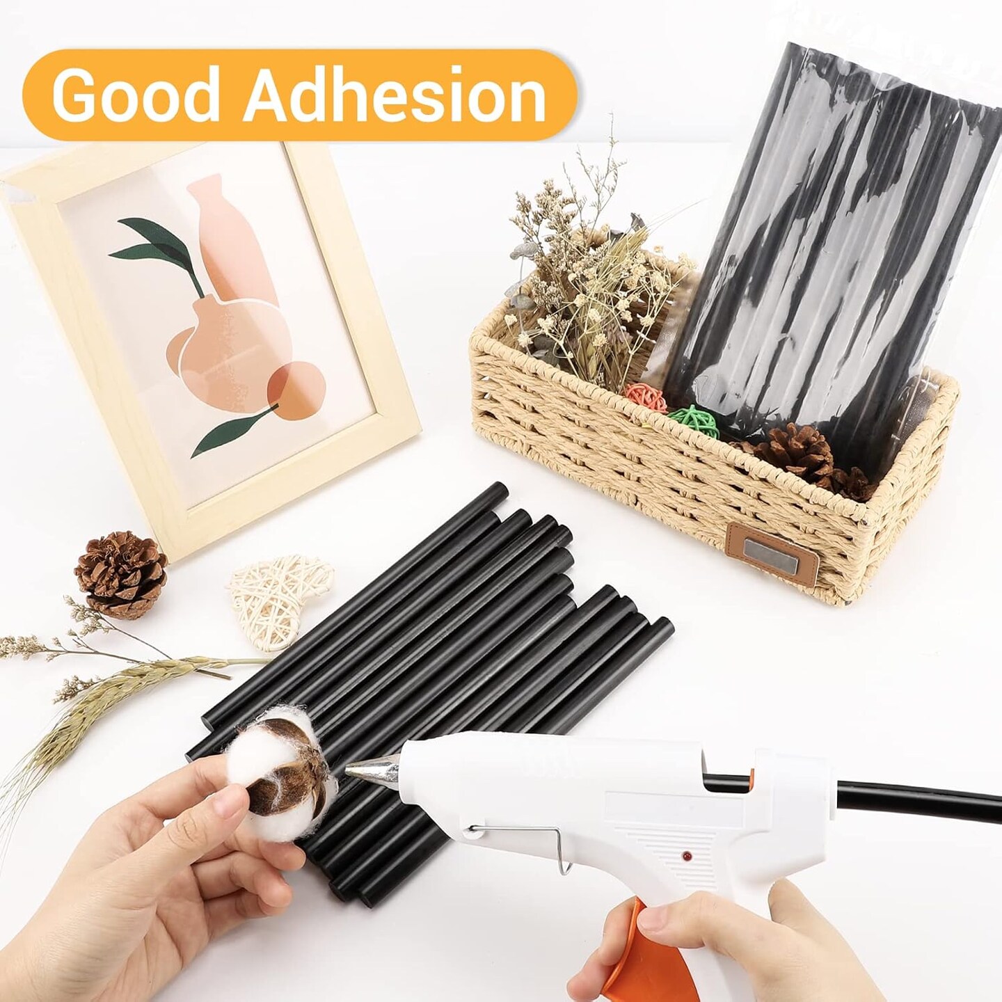 Black Craft Glue Gun Sticks, 0.43&#x22; Dia x 8&#x22; Long Full Size Hot Melt Glue Sticks for Fabric Adhesive Glue Sticks for DIY, Decoration, Car Dent Repair, Gluing Project, Wax Seal Stamp, 24 PCS
