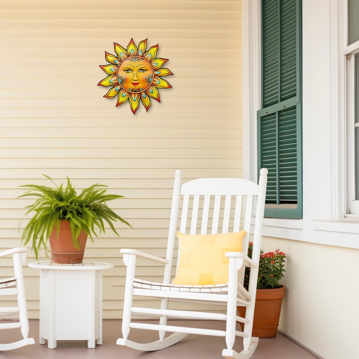 Summer Metal Sun Flower Wall Decor,13inches Sun Wall Art Hanging Decoration for Indoor and Outdoor, Garden Farmhouse Yard Patio Fence Living Room Bedroom Decor