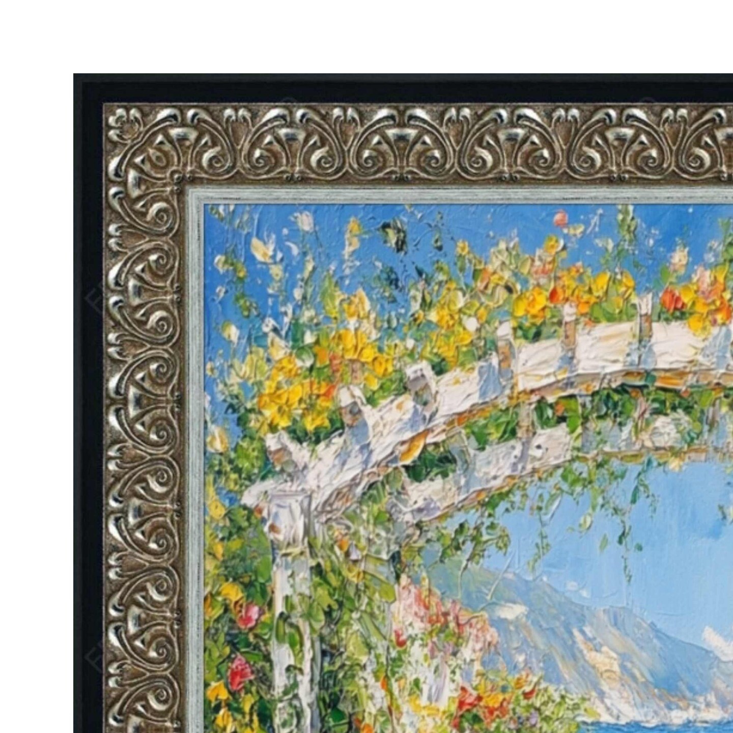 Floral Antique Silver With Black Lip Picture Frame 12x16 frame